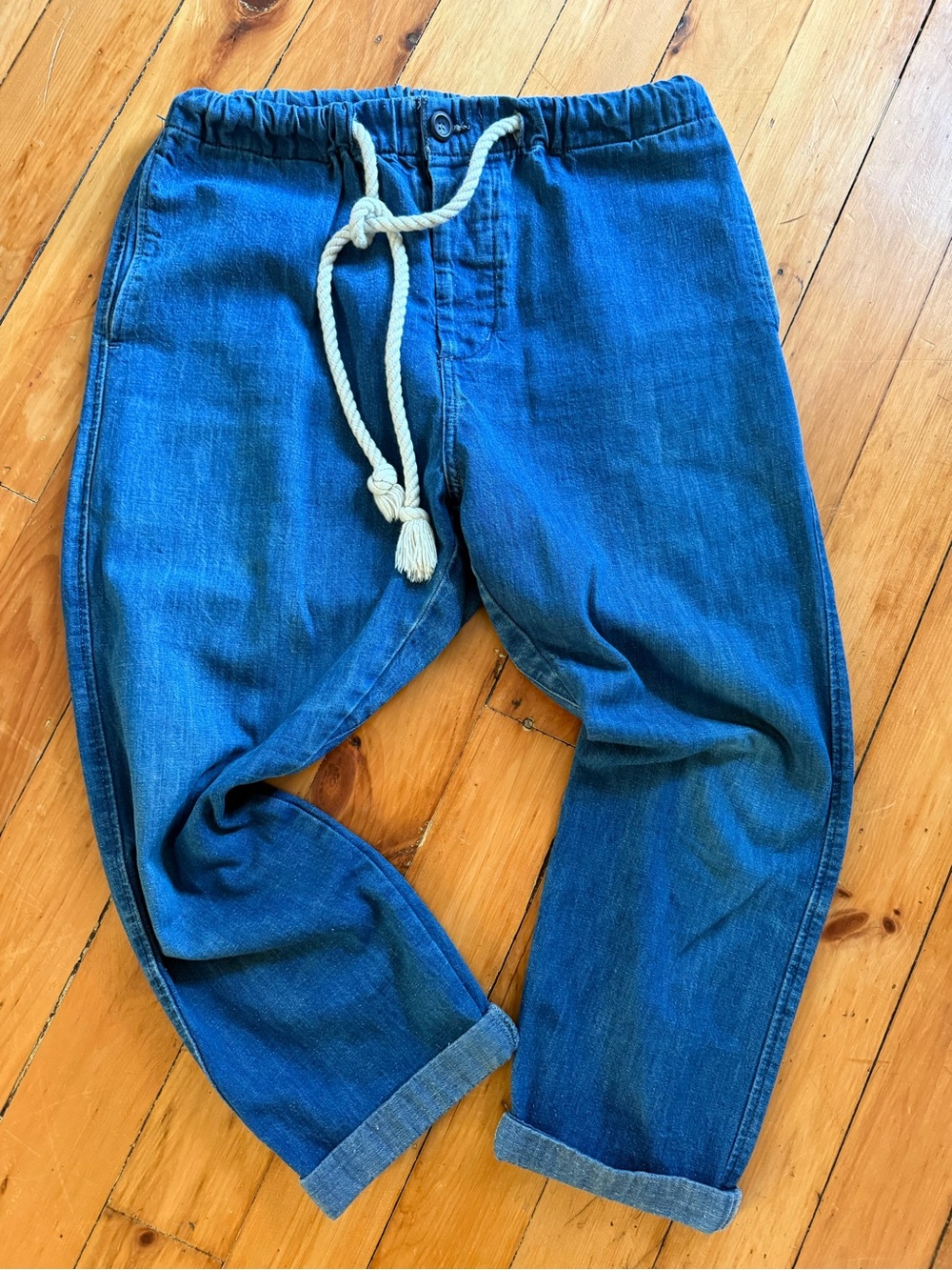 Dr. Collector Denim Drawstring Jeans Size Medium 100% Cotton Made In USA
